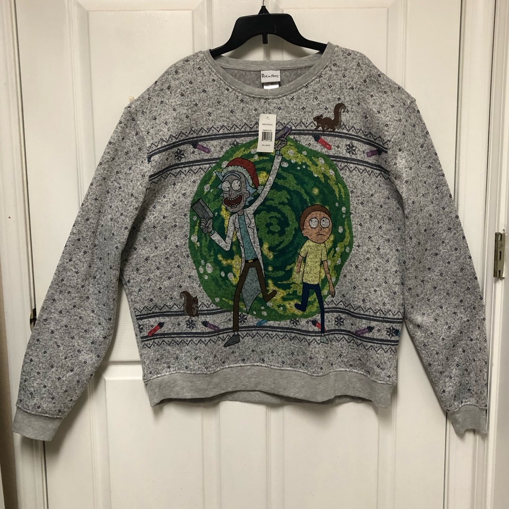 Ripple Junction Adult Swim Rick & Marty Fleece Christmas Sweatshirt